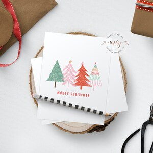 Merry Christmas Card, Christmas Tree Card, Printable Christmas Card, Blank Inside Greeting Card, Festive Christmas Card, Instant Download
