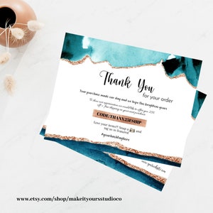 Cartão de agradecimento comercial editável, modelo de inserção em aquarela, cartão de agradecimento, inserção de embalagem, download instantâneo, obrigado pelo seu pedido
