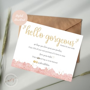 Tarjetas de agradecimiento de Poshmark, plantilla de agradecimiento de Poshmark, nota de agradecimiento imprimible de Etsy, plantilla de tarjeta de agradecimiento editable, tarjeta de inserción de pedido