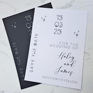 Full colour bruiloft bewaardatum, Celestial Save The Date, minimalistische Save The Date, hemelse huwelijksuitnodiging, sterrenbeeld bruiloft uitnodiging