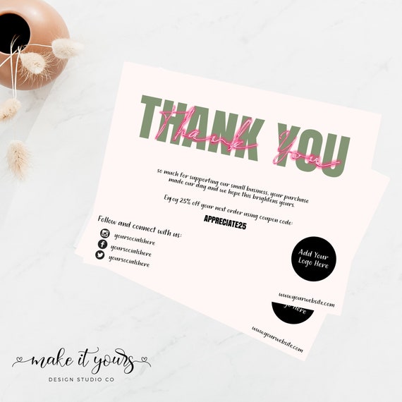 Thank You Cards Packaging Insert Cards Business Thank You | Etsy