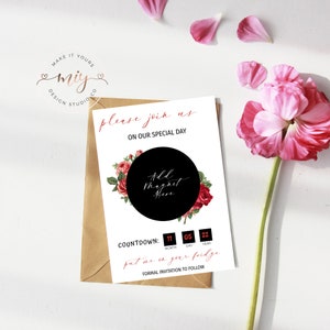 Bewerkbare Save The Date, Magnet Save The Date Card, Save The Date magneetkaart, Digitale kaart voor magneet, Magneetkaart trouwdatum, Digitaal