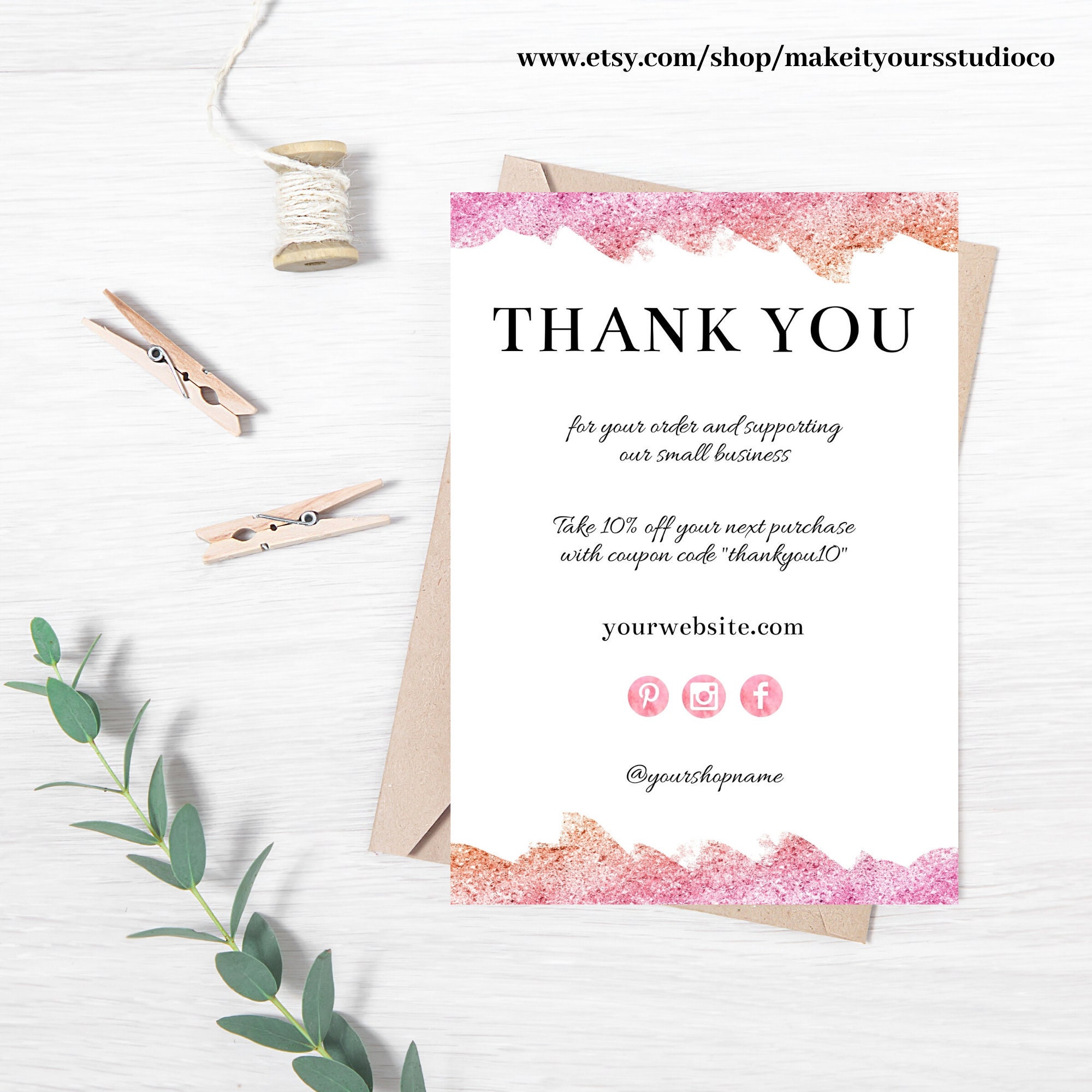 Editable Thank You Card, Printable Thank You Card, Thank You Note ...