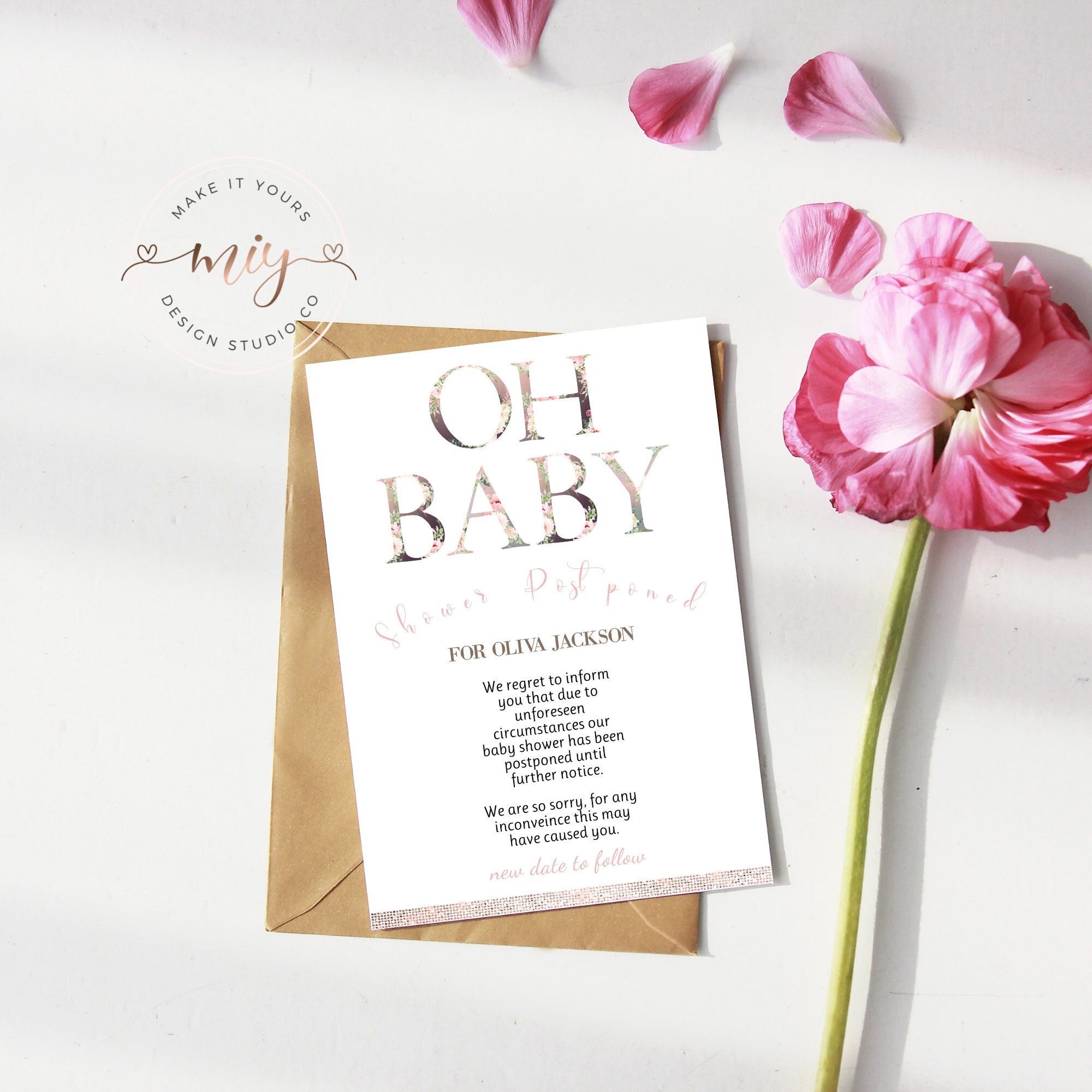 Baby Shower Postponed Template Change of Plans Announcement Etsy