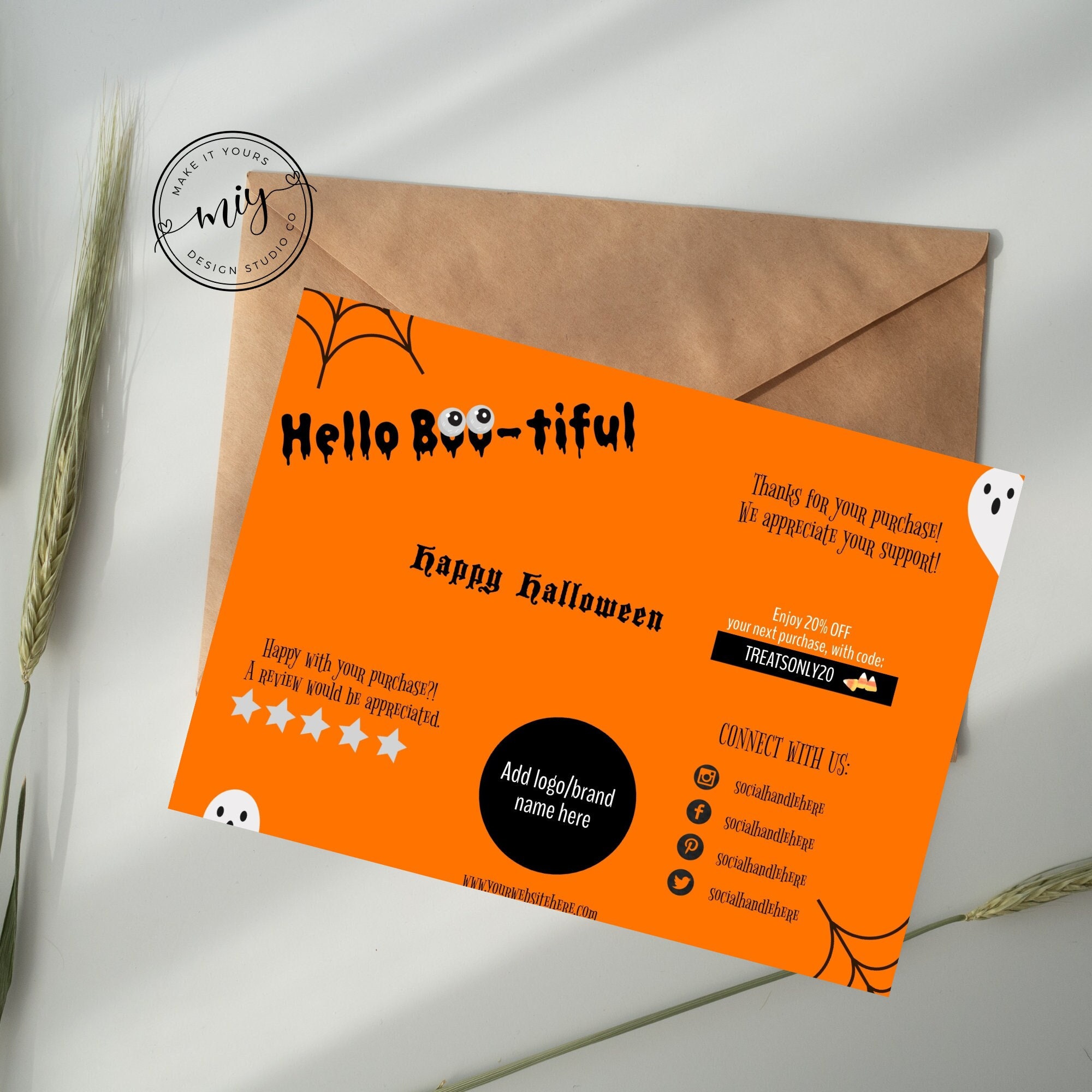 Editable Halloween Business Card Template, Thank You for You Order ...