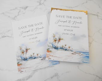 Wedding Save The Date, Foil Edge Save The Date, Gold Foil Wedding Invitation, Luxury Foil Printed Invitation, Destination Wedding Invitation
