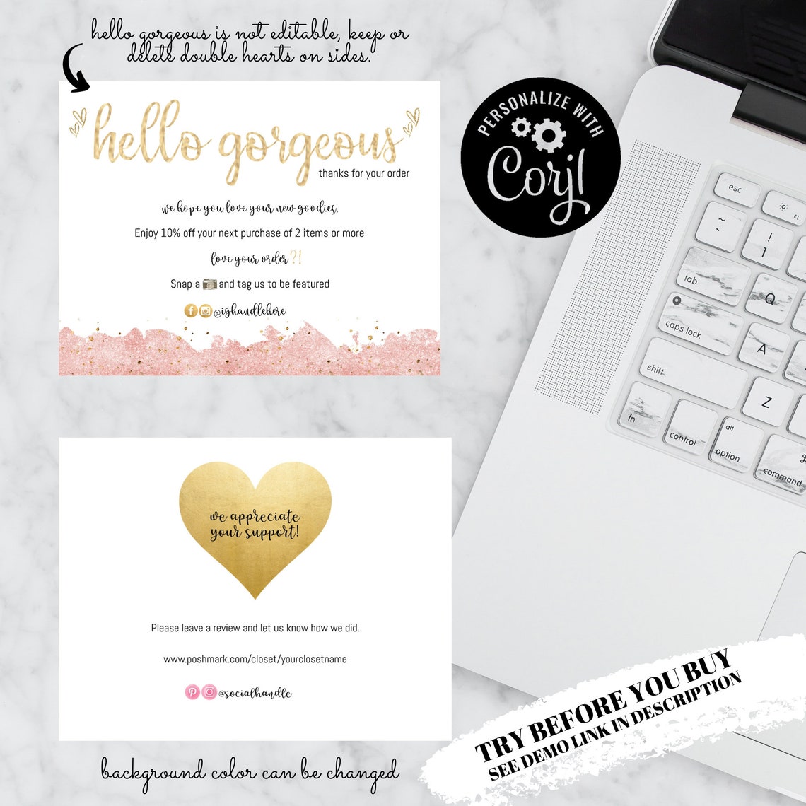 Poshmark Thank You Cards Poshmark Thank You Template - Etsy