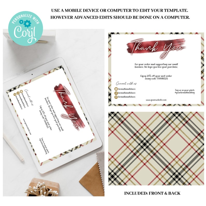 Editable Christmas Thank You Card Printable Business Thank | Etsy