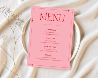 Foil Printed Menu Card, Wedding Menu Card, Modern Foil Printed Dinner Menu, Retro Menu Card, Foil Wedding Table Menu Card, Dinner Menu Card