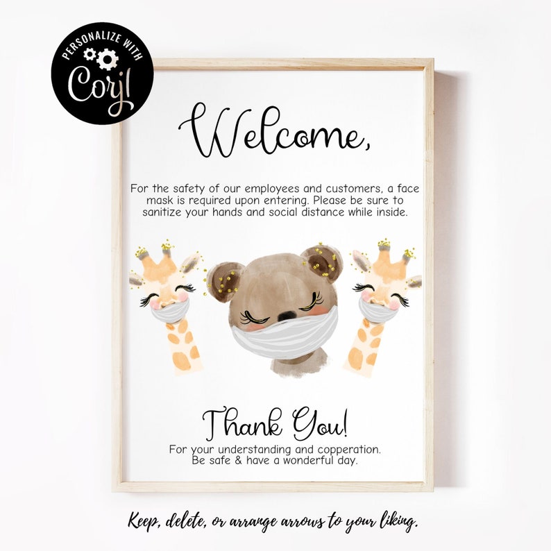 Sign, Face Masks Required Sign, Six Feet Apart Printable