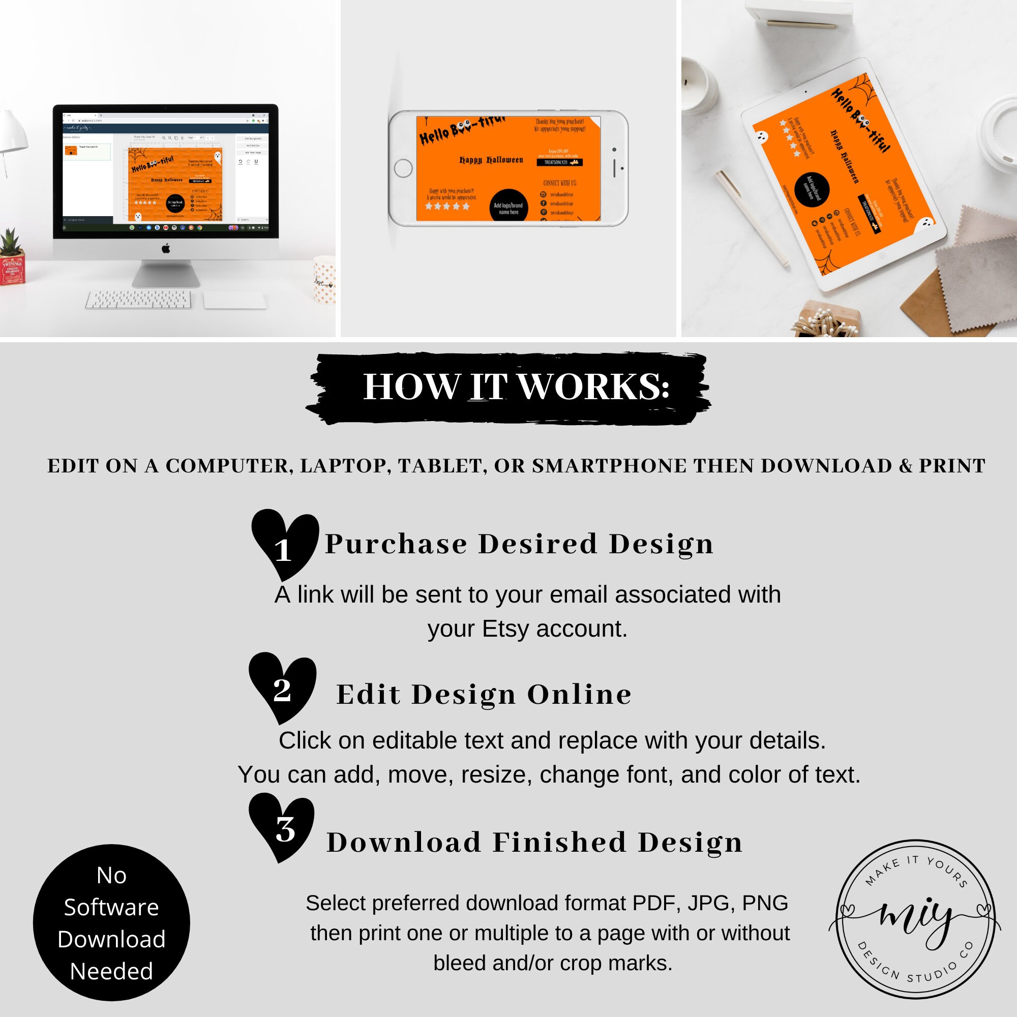 Editable Halloween Business Card Template, Thank You for You Order ...