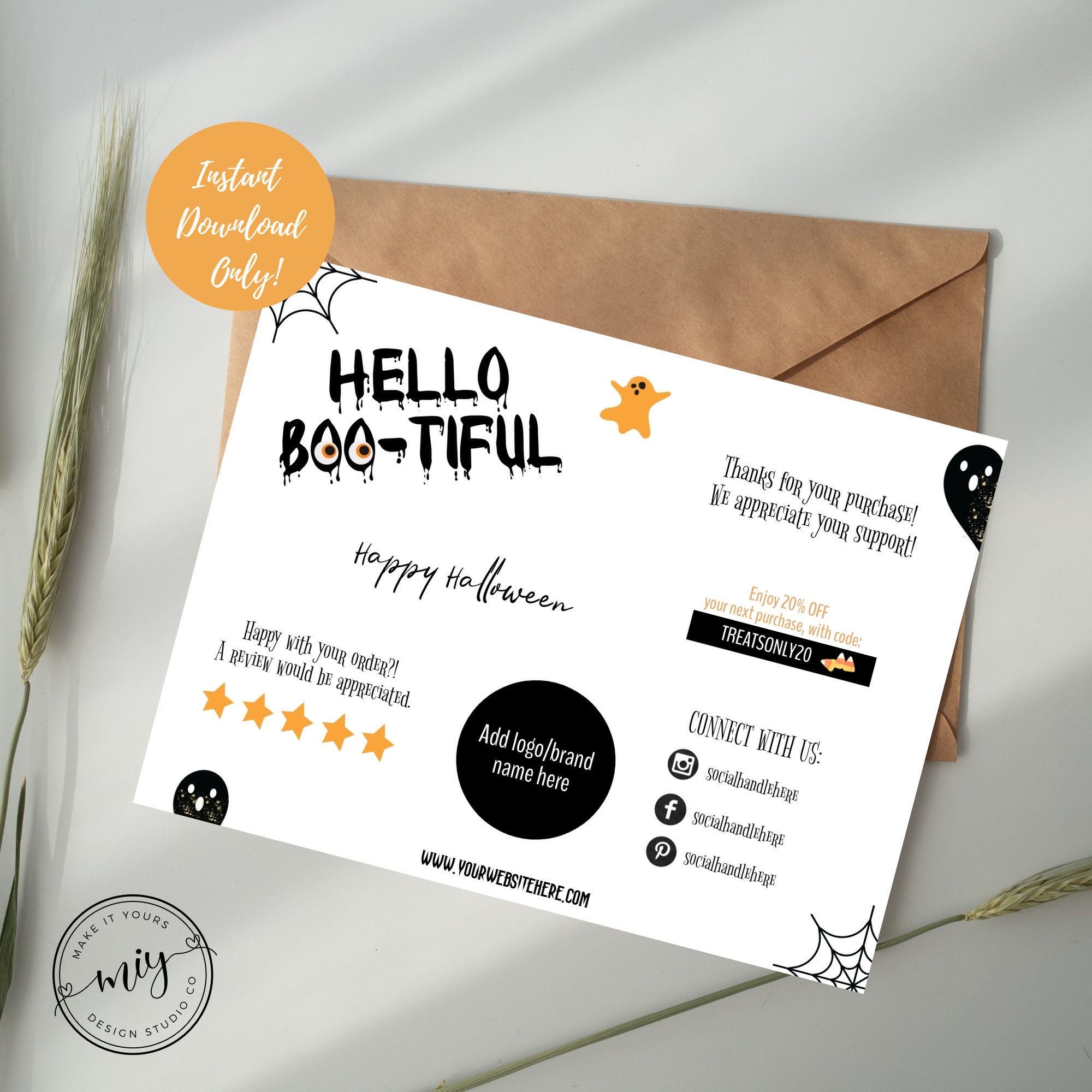 Editable Halloween Business Card Template, Thank You for You Order ...