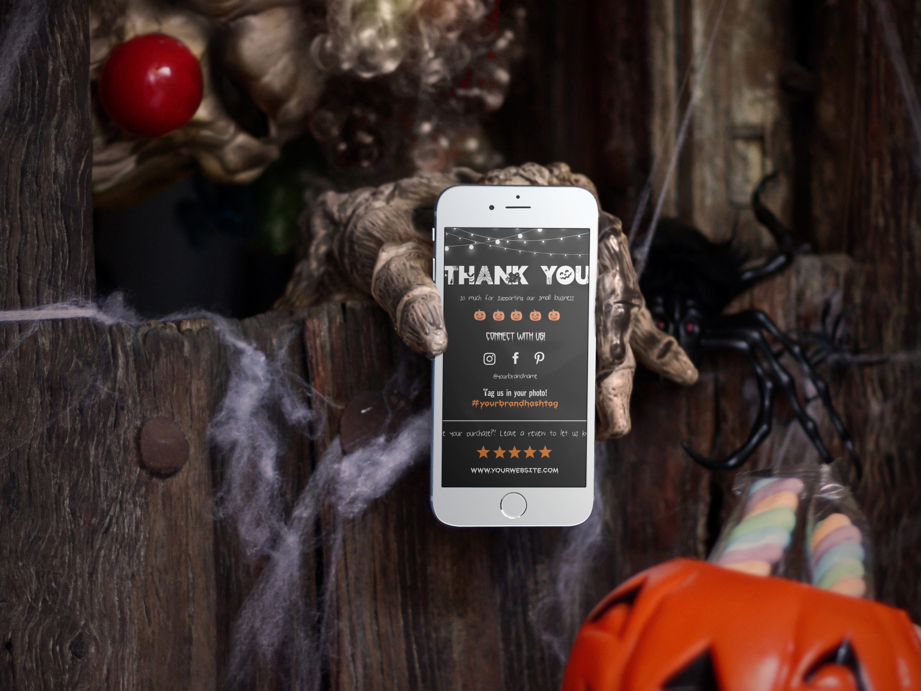 Editable Halloween Thank You Cards, Halloween Insert Card, Packaging ...