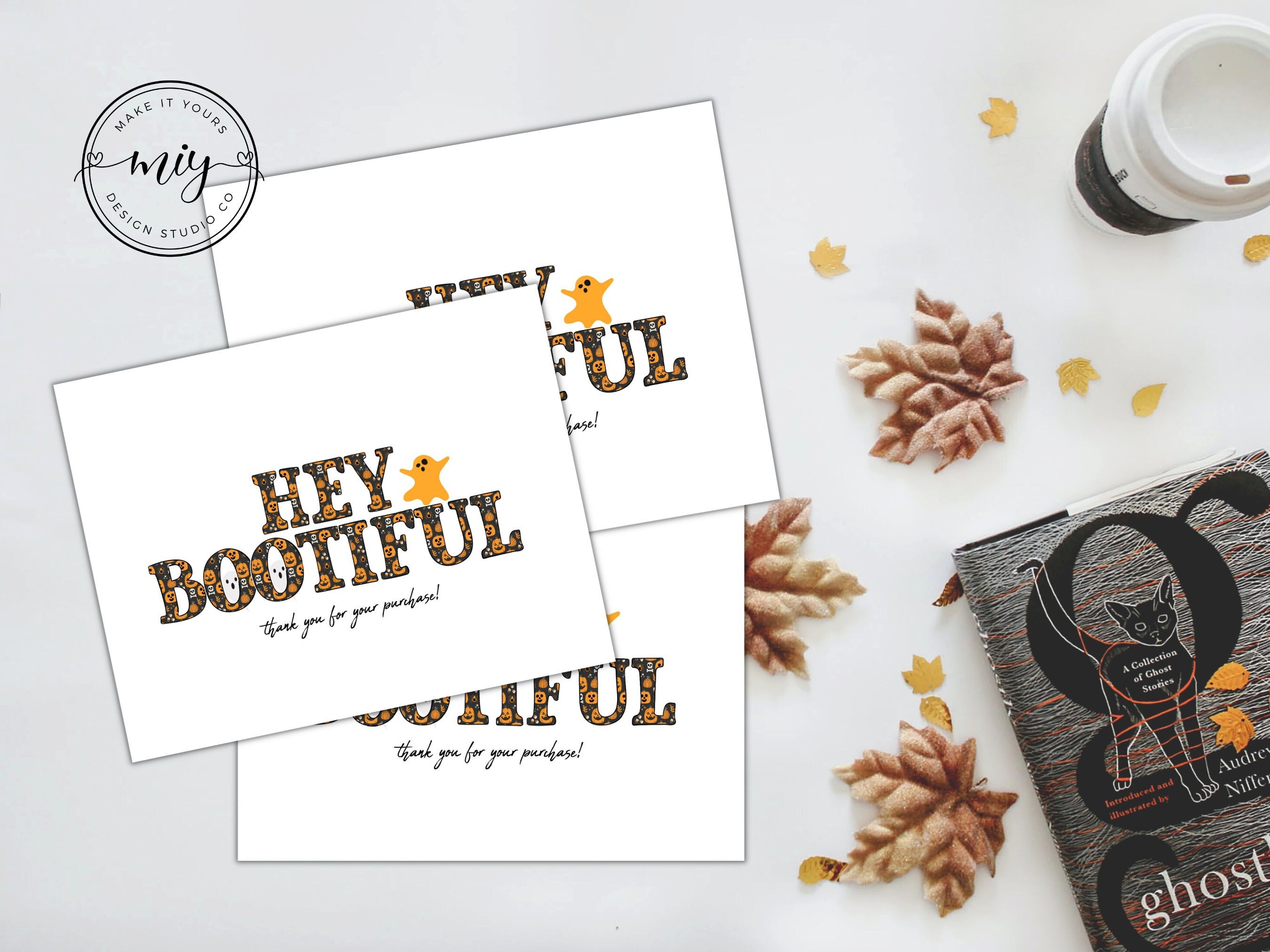 Editable Halloween Business Card Template, Thank You for You Order, Boo ...