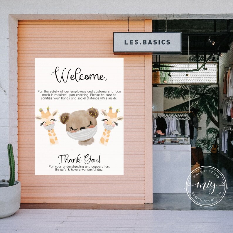 Sign, Face Masks Required Sign, Six Feet Apart Printable