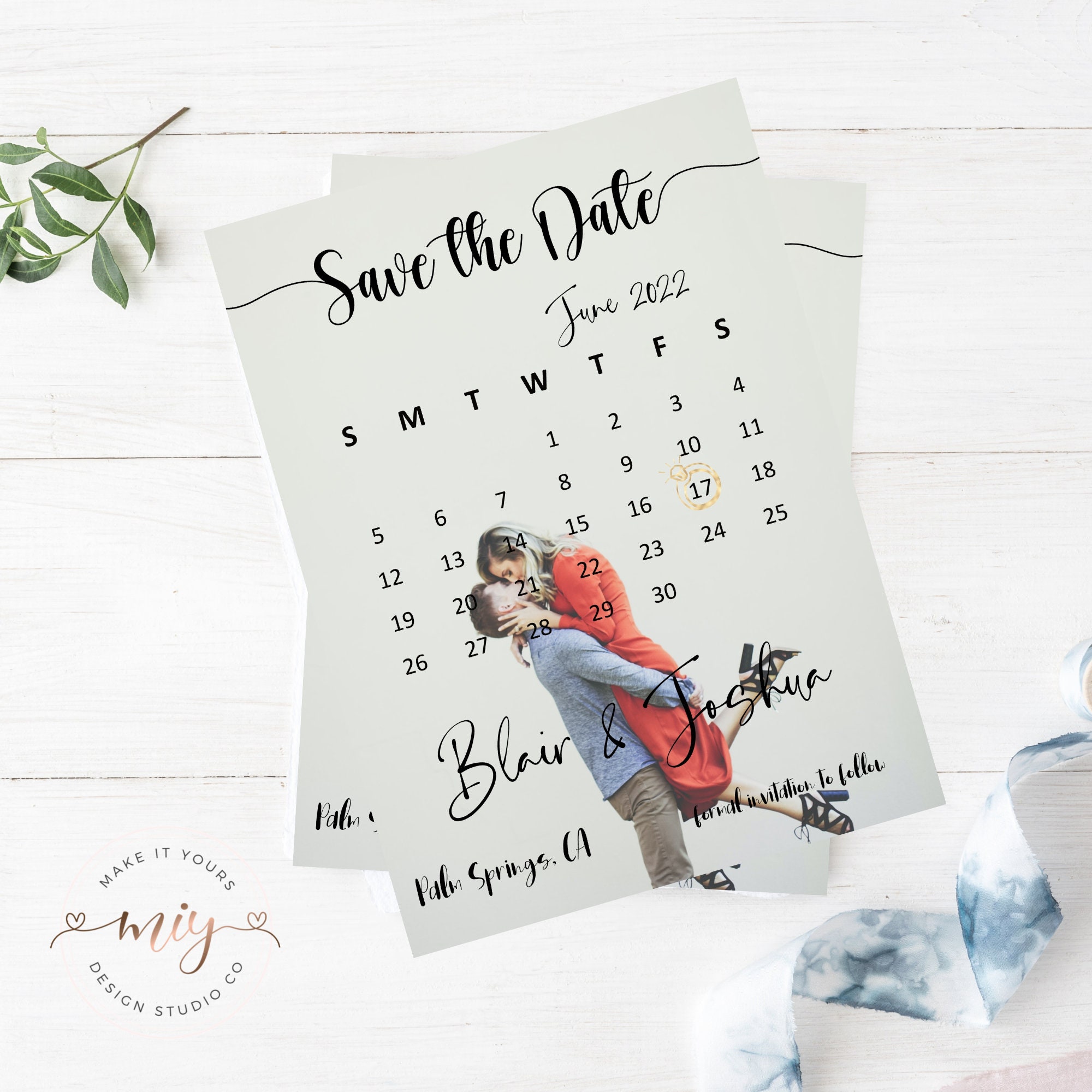 Calendar Save the Date, Editable Photo Save the Date, Photo Calendar