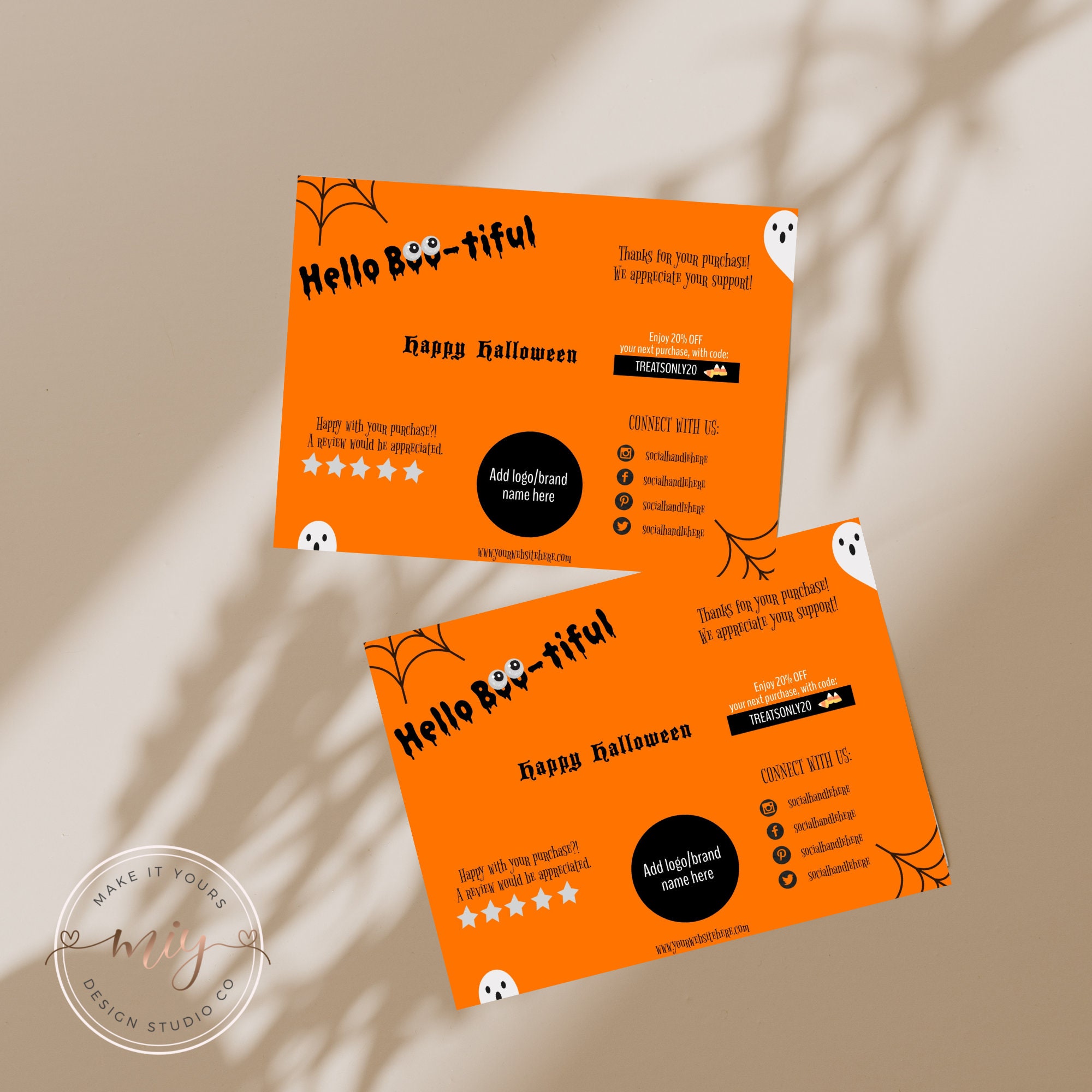 Editable Halloween Business Card Template, Thank You for You Order ...