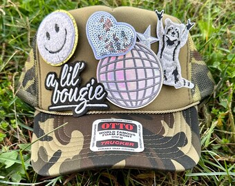 Gorra de camionero con diseño de camuflaje y disco