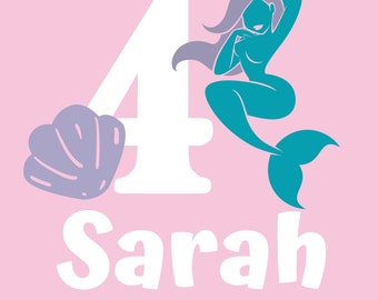 Mermaid Kids Birthday Shirt - Foil and Glitter personalized shirts - Birthday Gifts for Girls