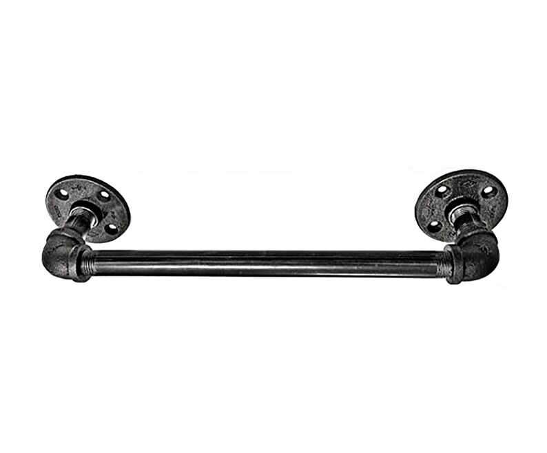 Pipe Towel Bar, Industrial Towel Holder Black Steel Pipe Towel Rack Etsy