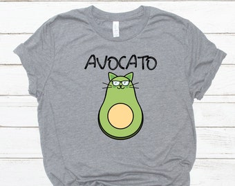 Avocato Shirt, Avocado Cat, Funny Cat TShirt, Avocado Lover and Cat Lover Gift, Cute Cat Funny Avocado Tee, Foodie Gift