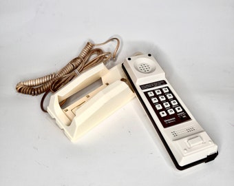 Vintage Landline Phone | Push Button House Phone with Cord | 1980's telephone in original box with instructions | Vintage Kitchen Phone