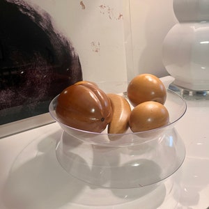 1960&#39;s Mid Century Modern Wood Fruit Assortment, Retro Home Decor for MCM aesthetic | 5 piece set of wooden carved fruit