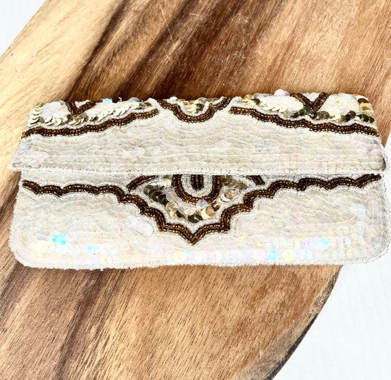 Beaded sequin vintage clutch for GNO or wedding a… - image 1