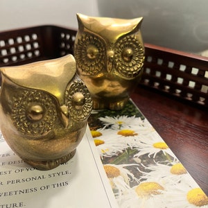 Decoración retro de búho de latón de los años 70, objeto de latón macizo para accesorio de escritorio de peso de papel / regalo de búho para él