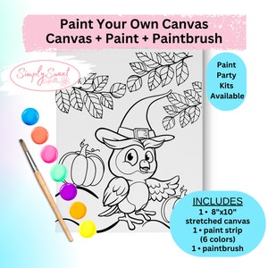 Halloween Canvas Painting Kit, Art Kit for Little Girl, Young Boy, Arts and Crafts Halloween Paint Your Own Halloween Gift For Kids, Owl