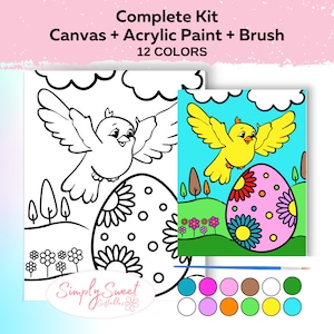 Kinds Easter Painting Kit, Kids Easter Paintable Canvas, Paint Your Own Activity, Spring Painting Kit, Art Activity for Child, Party Kit