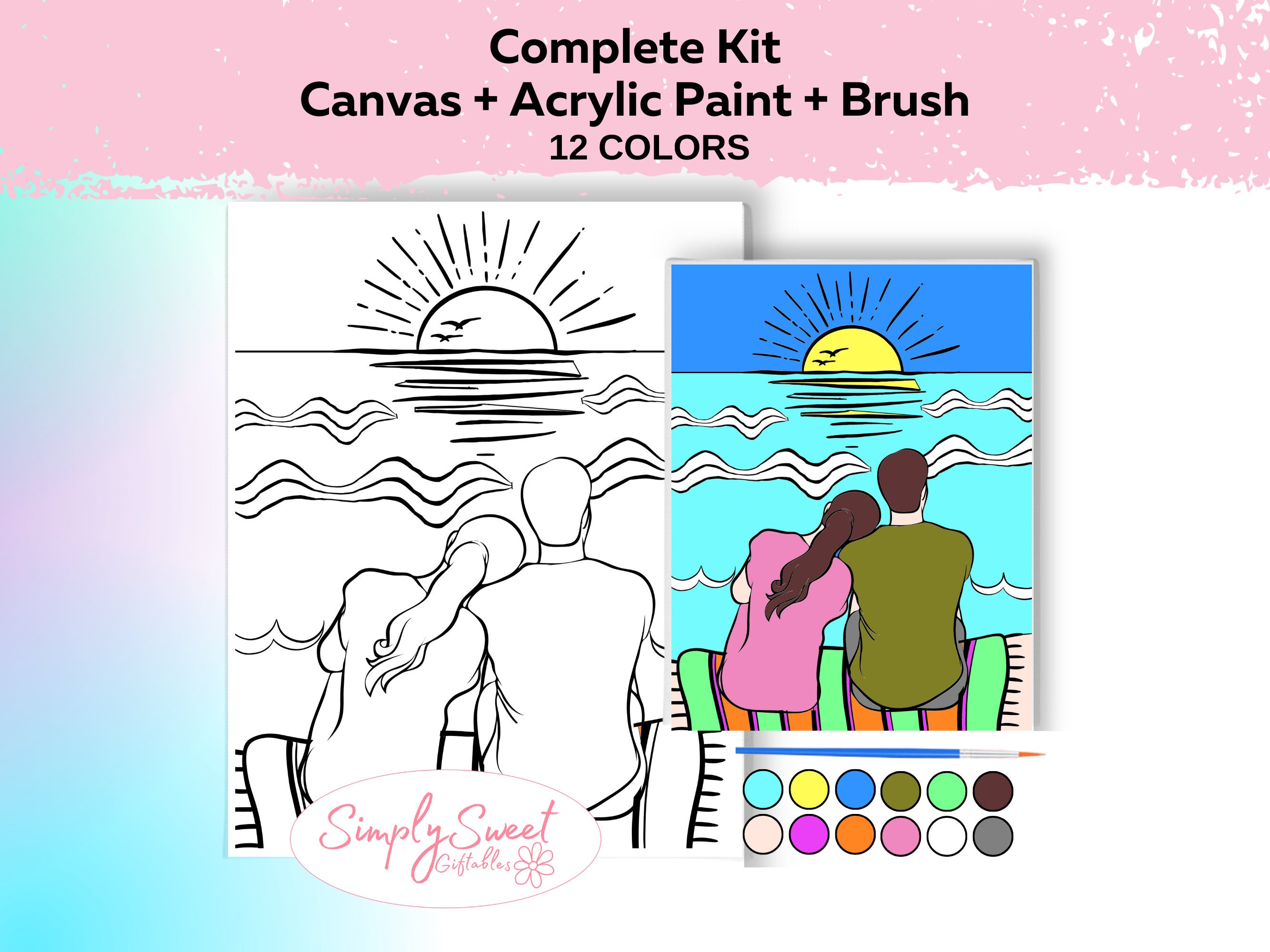 Love Birds COUPLES DATE NIGHT Paint and Sip Acrylic Kit With