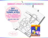 Couple on Beach Predrawn Canvas: Paint Party Template (Digital Download)