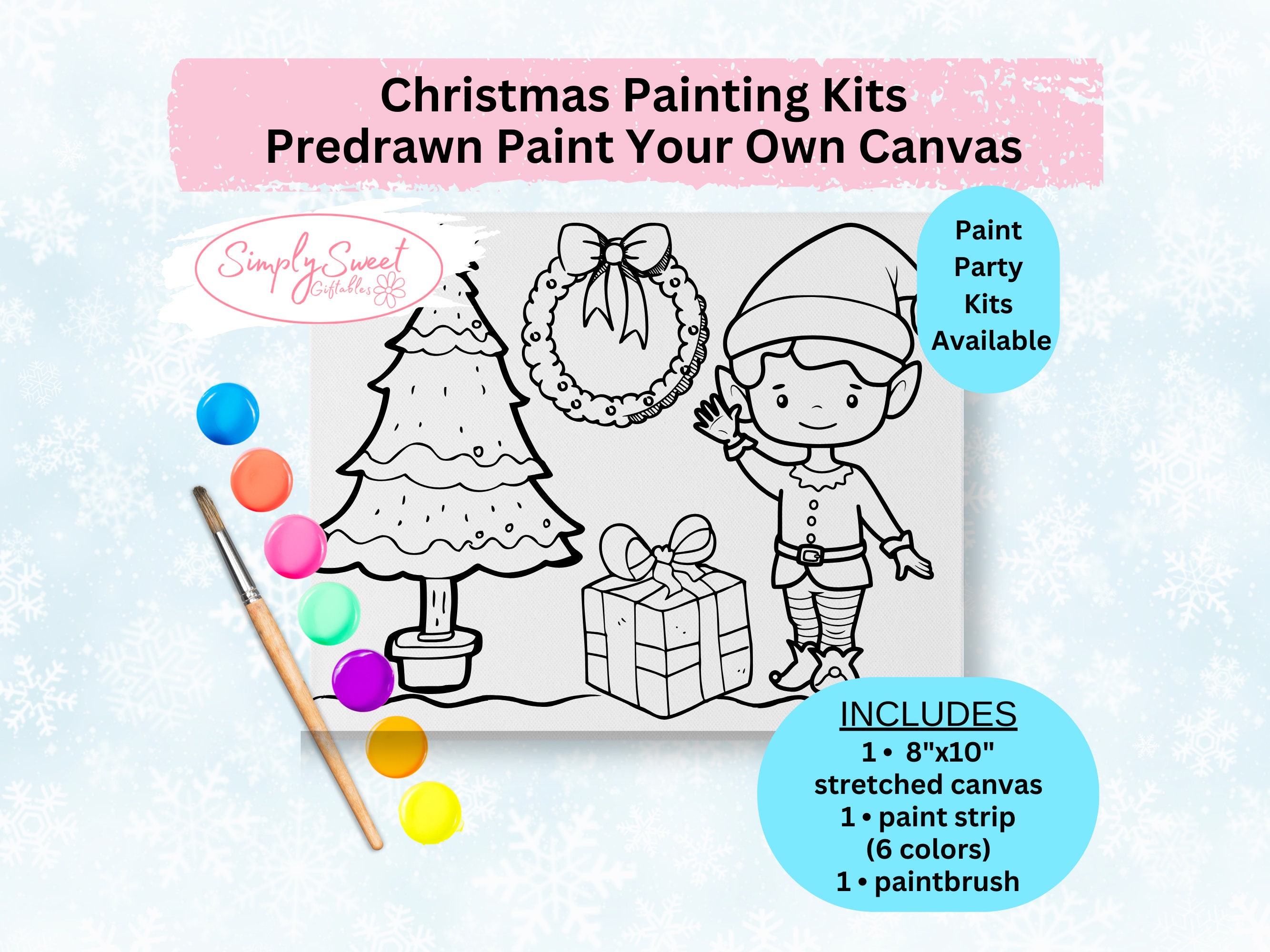 Elf Canvas Christmas Painting Kit for Kids, Christmas Activity for Kids,  Arts and Crafts, Paintable Canvas, Art Kit, Creative DIY Gifts 