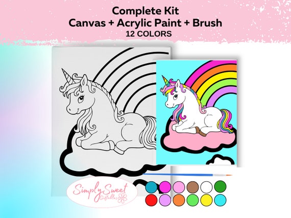 Unicorn Painting Kit for Girls Paint Your Own Unicorn Canvas and Acrylic  Birthday and Christmas Gift for Little Girls Craft & Diy 