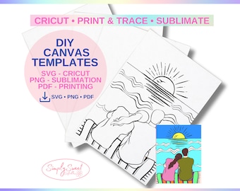 Couple on Beach Printable Canvas: Paint Party Template (PDF)