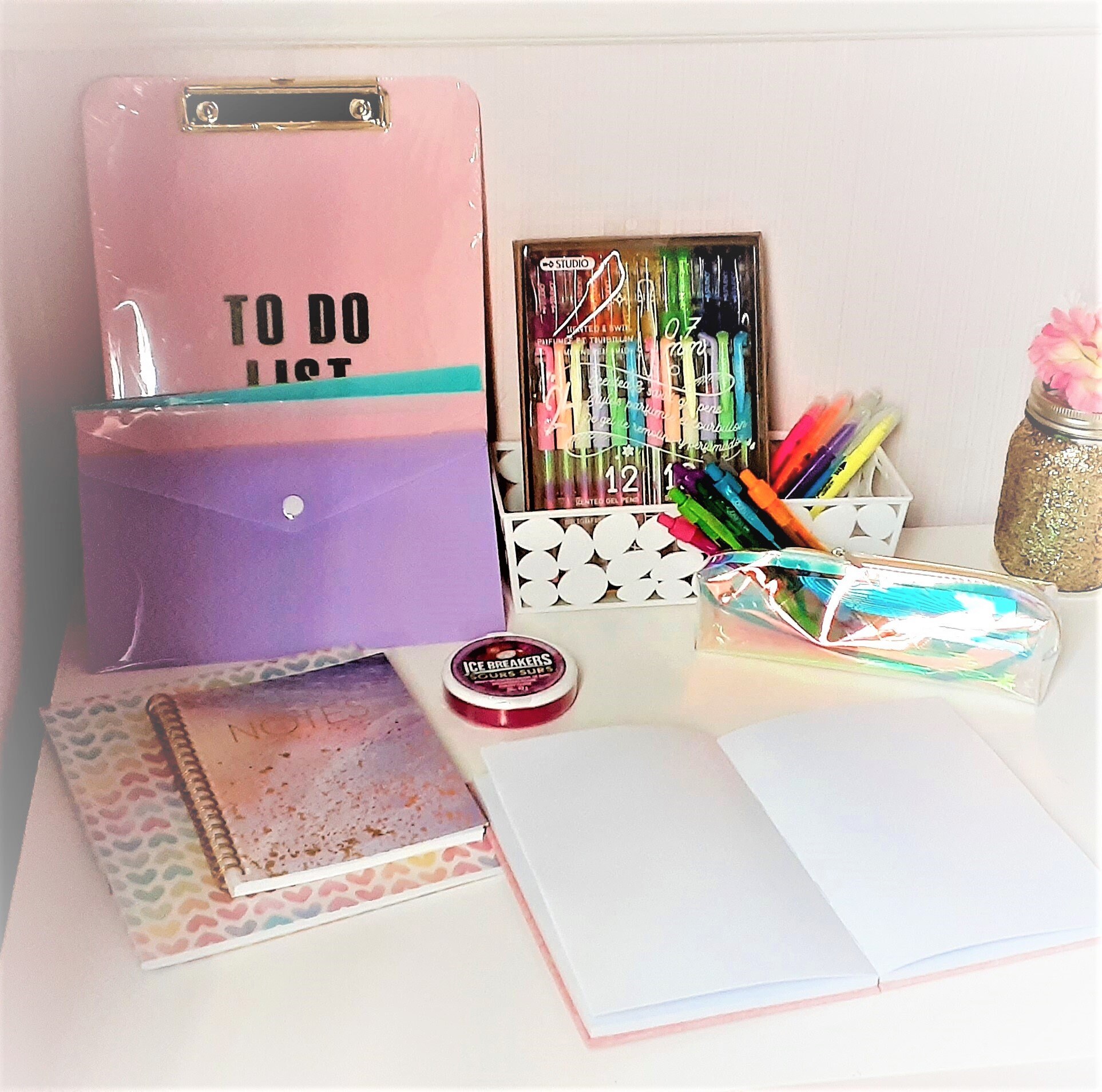 Stationery Gift Basket Set for Preteen Young Girl, Birthday Gift for Girl Age 8 to 12 Pastel