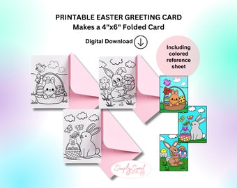 Biglietti da colorare di Pasqua stampabili: attività fai da te per bambini (download digitale)