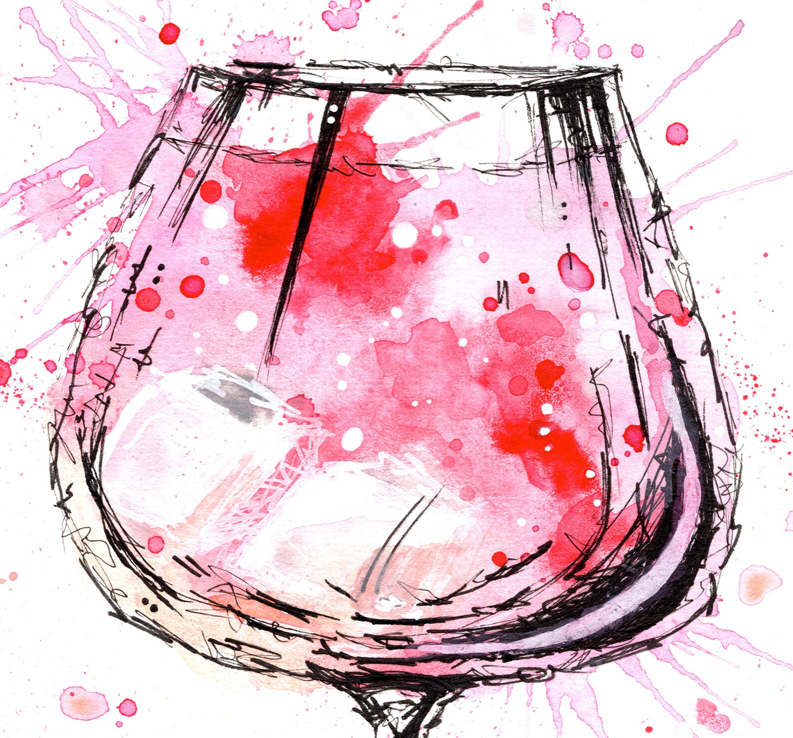 Pink Gin Art Print Watercolour wall art Etsy