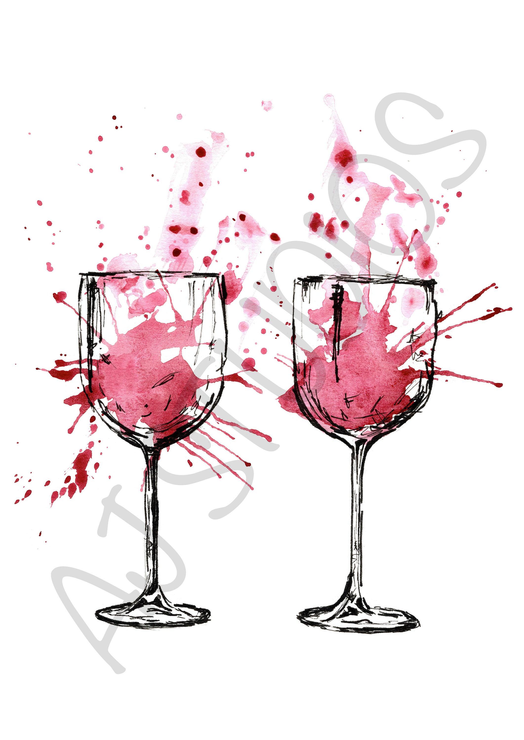 Wine Glass Art Print Kitchen Wall Art Wine Lover Gifts Bar Etsy