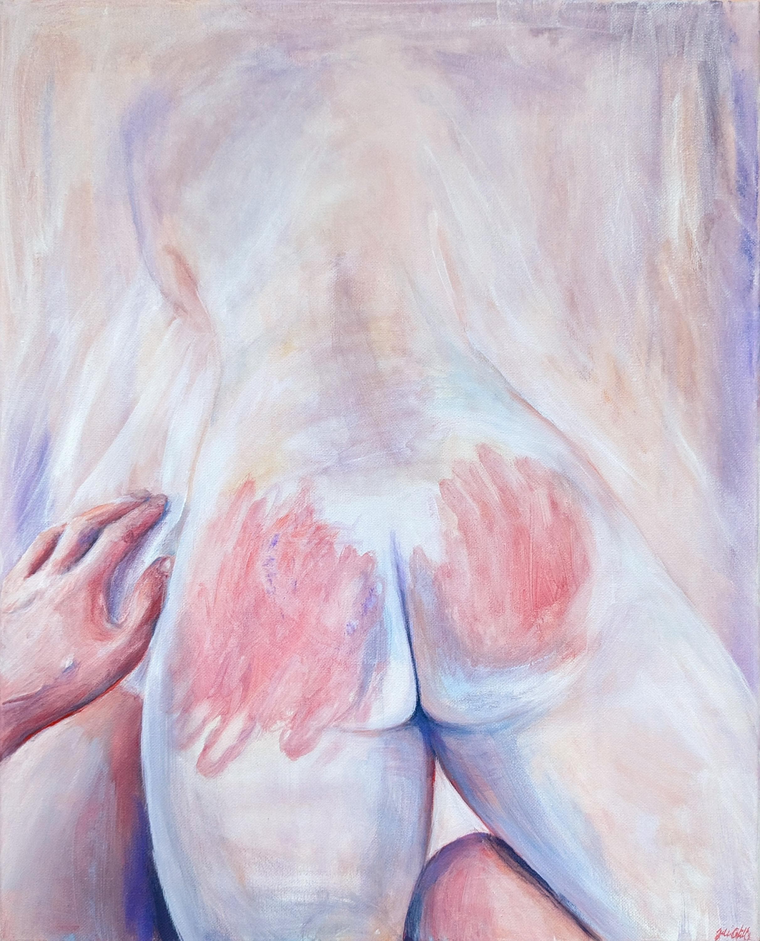 NSFW Giclee Art Print -Tender Flesh- Erotic Art, Spanking, Impact Play Hand Prints on Ass BDSM Painting