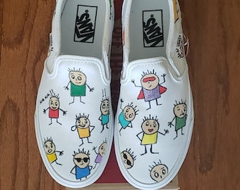 Custom Slip-On Vans Shoes, Custom Character Shoes, Hand Painted Shoes, Painted Vans, Gift