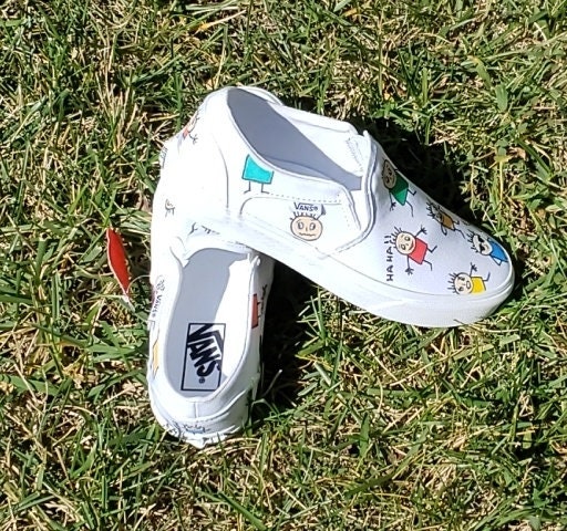 Painting on shop white vans
