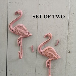 Flamingo Hook Set of TWO, Rustic Flamingo Hook, Towel Hook, Pool Side Hook