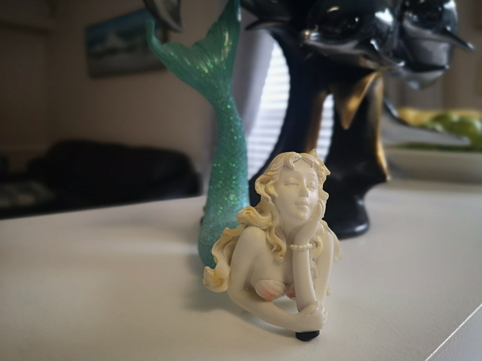 Mermaid Figurine Mermaid Decor Ceramic Coastal Decorative Etsy