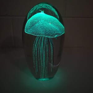 Jellyfish Glow in the Dark, Purple Glow in the Dark Figurine, Jellyfish Figurine, Glow in the Dark Sea Creature, Glass Jellyfish Paperweight