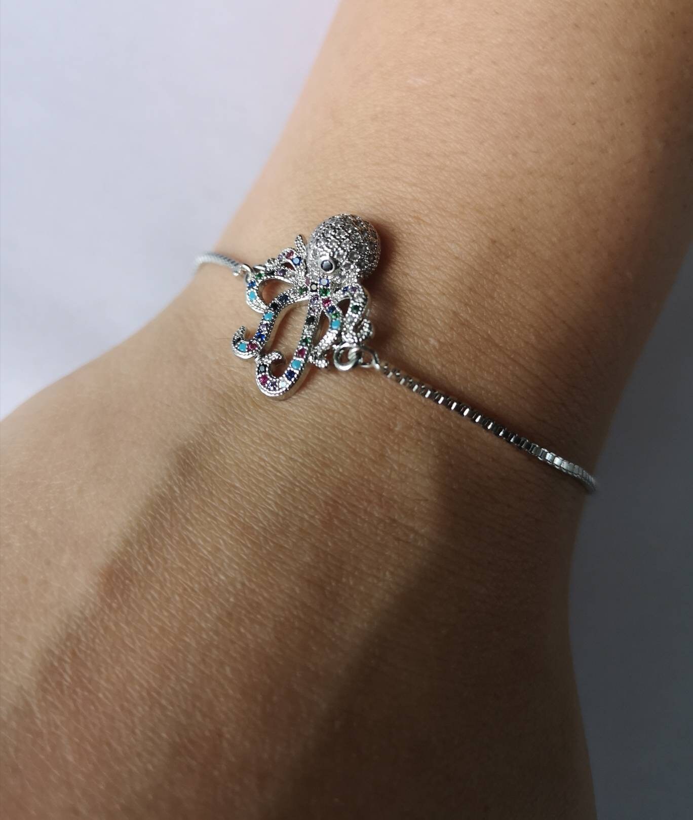 Pulsera de pulpo de plata pulsera de pulpo joyería de pulpo Etsy