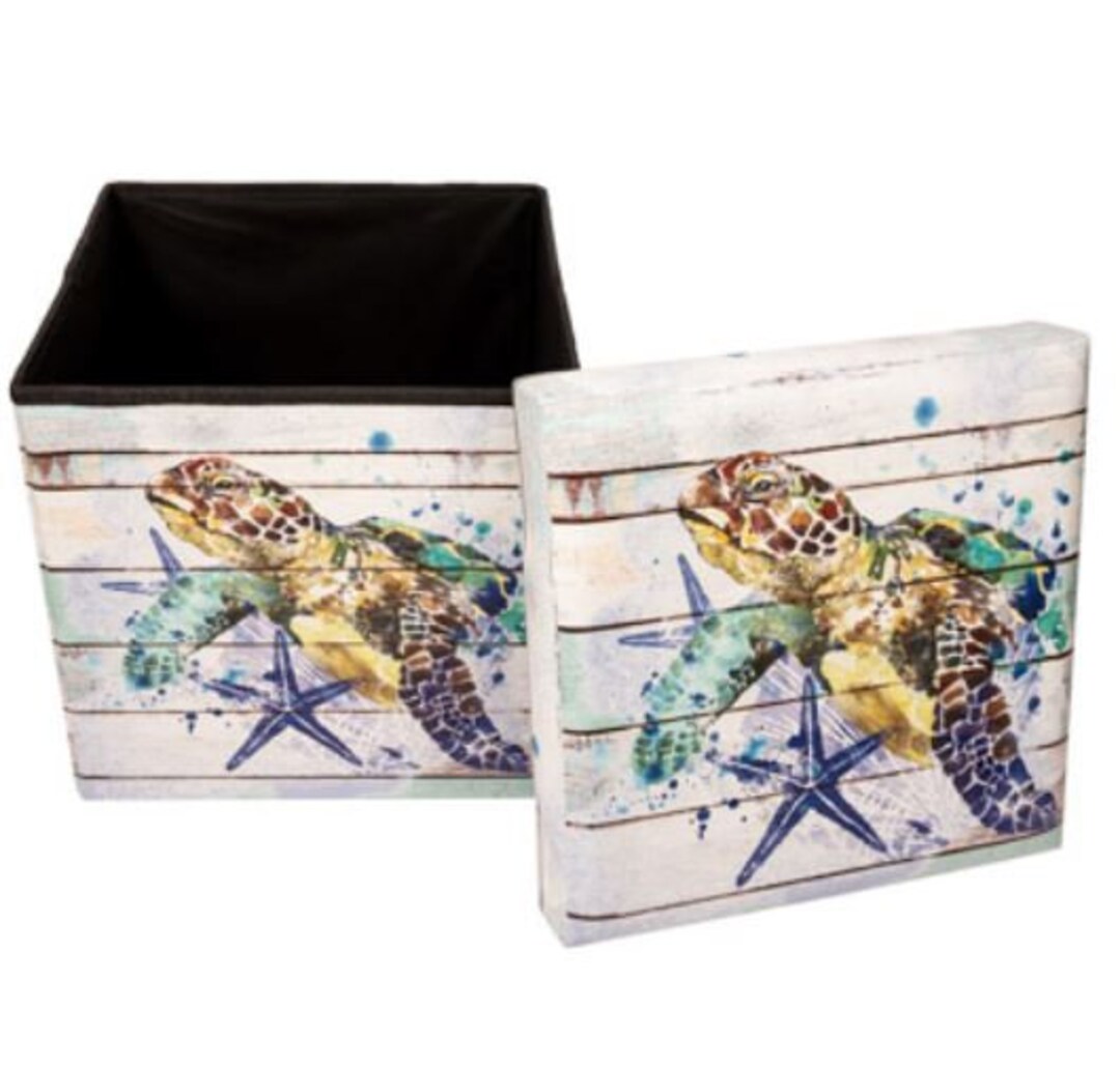 Turtle Storage Box, Turtle Square Seat and Storage Box, Turtle Decor