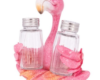 Flamingo Salt and Pepper Shaker Set Tropical Kitchen Decor Pink Flamingo Tableware Figurine