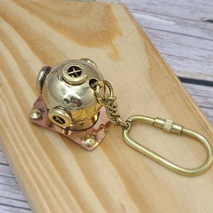 Divers Helmet, Scuba Diving, Scuba Diver Gift, Helmet Keychain Diving Helmet, Nautical Keyring, Vintage Keychain, Brass Key Chain image 8